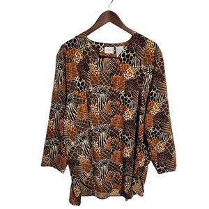 Jaclyn Smith Tunic Shirt Animal Print Plus Sz‎ 20W NWT 90s Art to Wear Mobwife